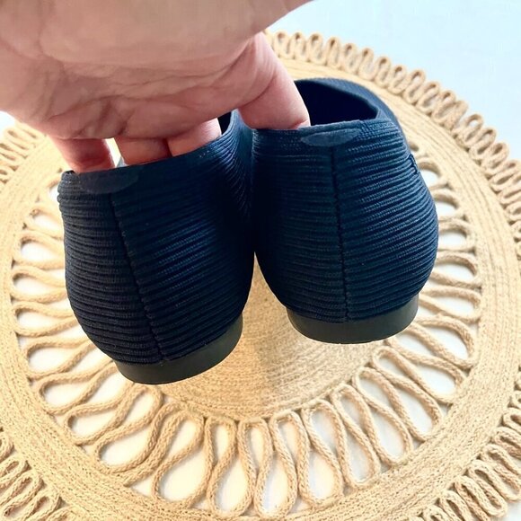 Vivaia Margot Square Toe V Cut Flats Blue Knit Slip On Shoes Navy Blue EU 40.5 - Picture 4 of 8